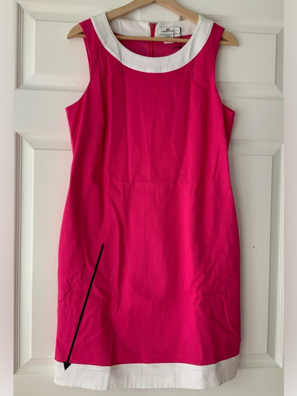 Vineyard Vines Sleeveless Hot Pink Sheath Dress with White Trim